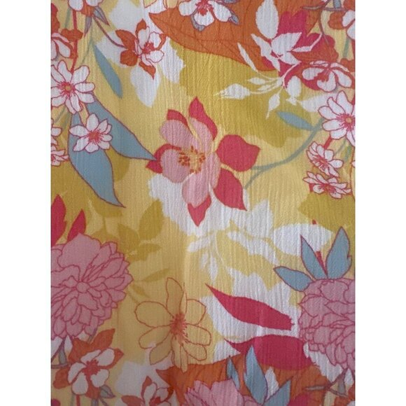 Torrid Yellow Pink Floral Embroidered Rayon Boho V Neck Dress Size 1X - Picture 5 of 6